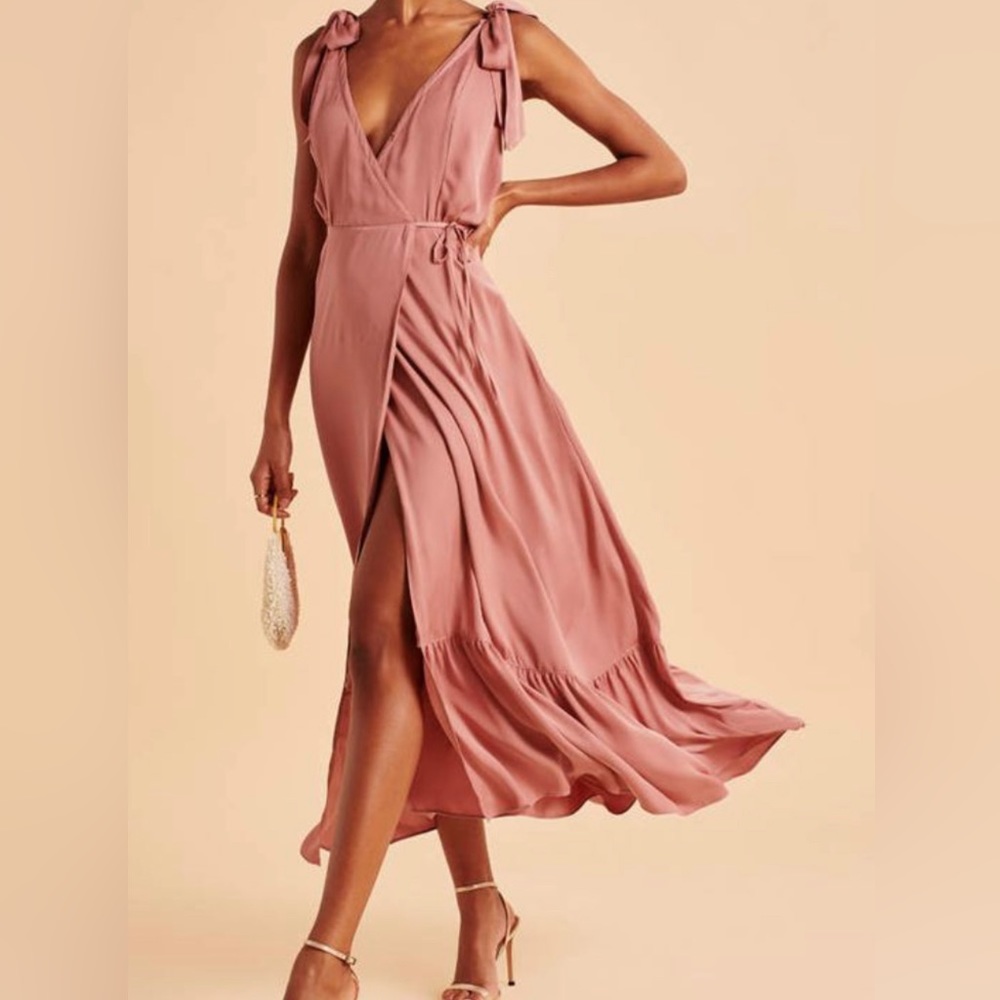 Abercrombie Satin dark pink maxi dress